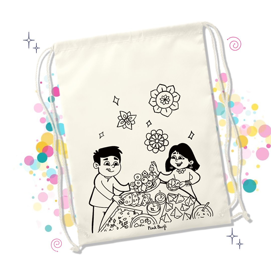 Festive Foods Canvas Coloring Drawstring Backpack