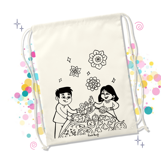 Festive Foods Canvas Coloring Drawstring Backpack