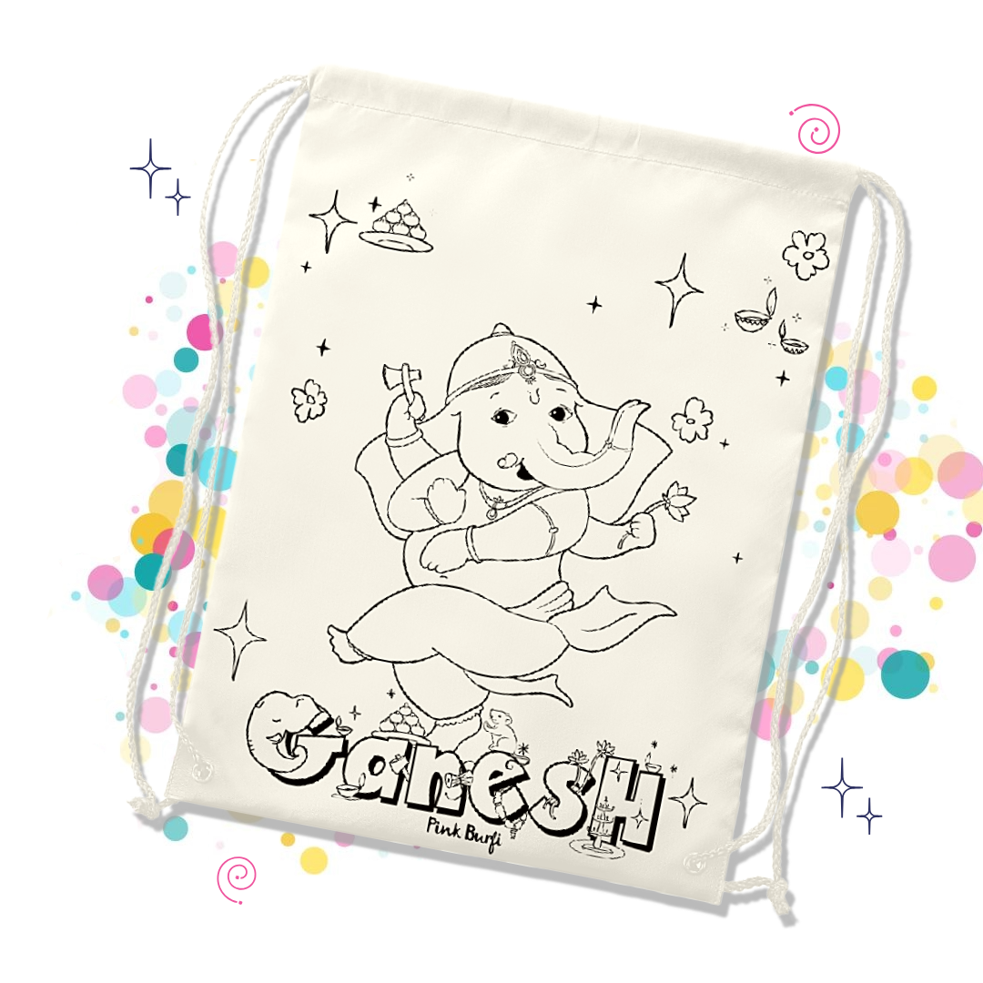 Ganesh Dancing Canvas Coloring Drawstring Backpack