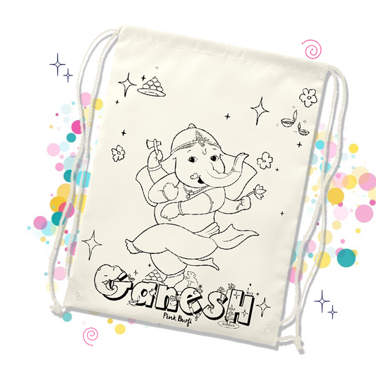 Ganesh Dancing Canvas Coloring Drawstring Backpack
