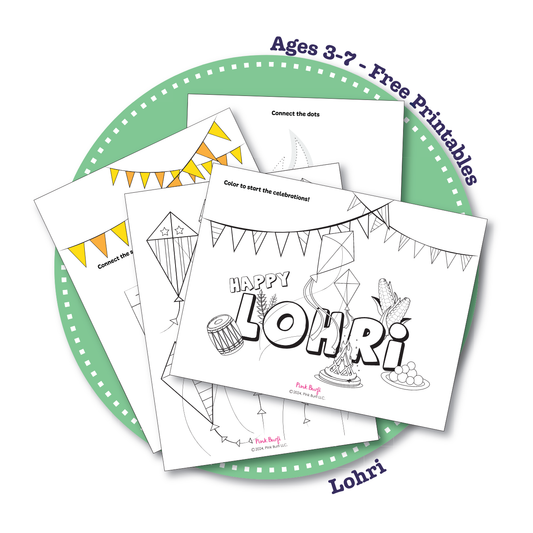 Free Lohri-themed printable activity sheets for kids featuring festive coloring pages, bonfire crafts, and family-friendly cultural fun.
