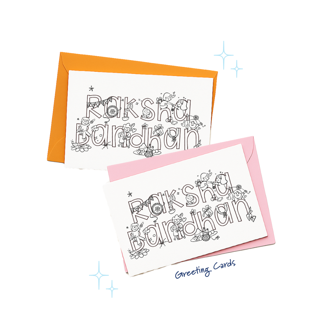 Raksha Bandhan kids craft kit greeting cards by Pink Burfi for sibling binding activities for Rakhi and Rakhri