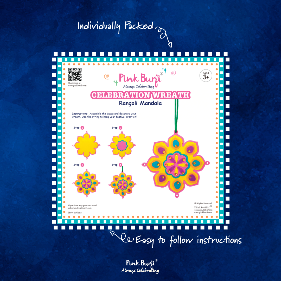 DIY felt Rangoli Mandala wreath kit—self adhesive, colorful Indian festival craft