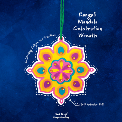 DIY felt Rangoli Mandala wreath kit—self adhesive, colorful Indian festival craft